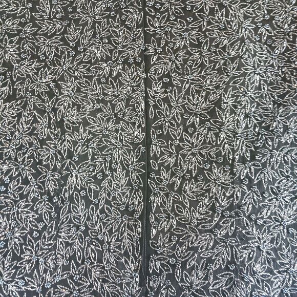 Vintage Adriana Papell Occasions Black Silk Beaded Floral Short Sleeve Sz 18 - Picture 6 of 15